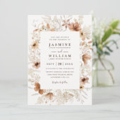 Bohemian-Garten-Wildblumen QR-Code-Hochzeit Einladung (Stehend Vorderseite)
