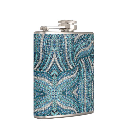 Bohemian Girly Chic Silver Grey Turquoise Flachmann (Rechts)