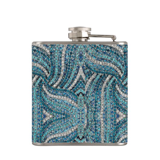 Bohemian Girly Chic Silver Grey Turquoise Flachmann (Rückseite)