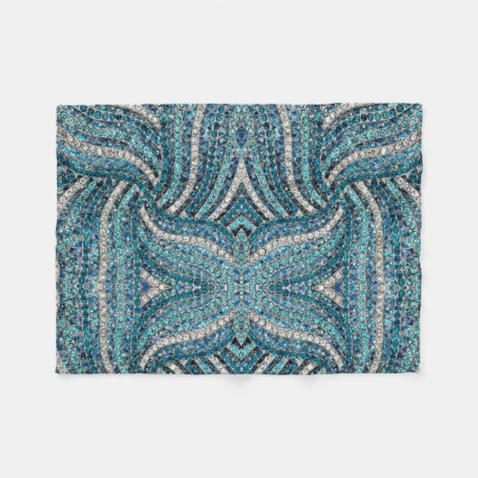 Bohemian Girly Chic Silver Grey Turquoise Fleecedecke (Vorderseite (Horizontal))