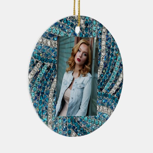 Bohemian Girly Chic Silver Grey Turquoise Keramik Ornament (Rechts)