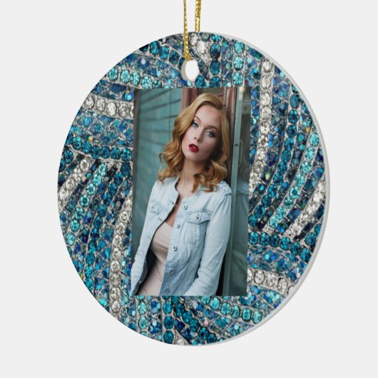 Bohemian Girly Chic Silver Grey Turquoise Keramik Ornament (Links)