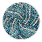 Bohemian Girly Chic Silver Grey Turquoise Keramikknauf (Vorderseite)