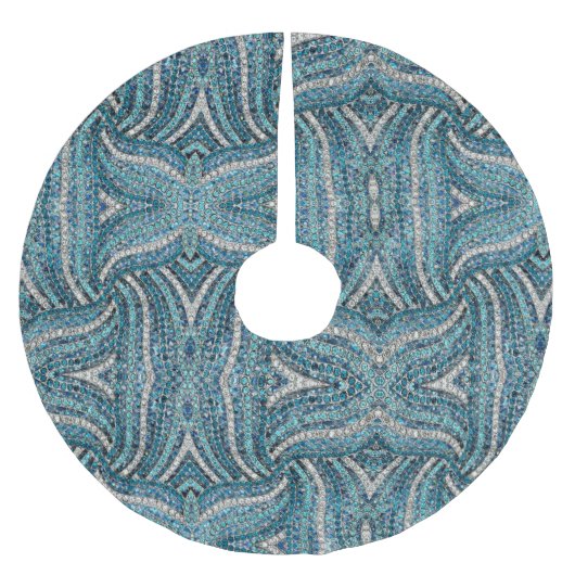 Bohemian Girly Chic Silver Grey Turquoise Polyester Weihnachtsbaumdecke (Vorderseite)