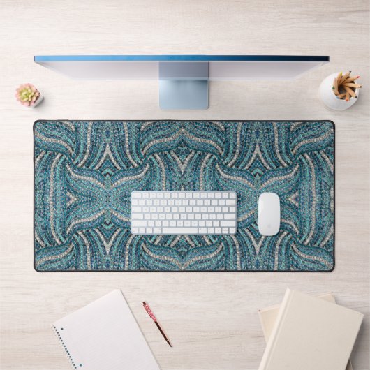 Bohemian Girly Chic Silver Grey Turquoise Schreibtischunterlage (Büro 1)