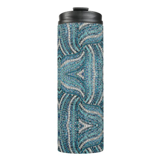 Bohemian Girly Chic Silver Grey Turquoise Thermosbecher (Vorderseite)