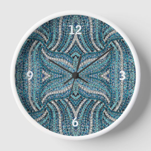 Bohemian Girly Chic Silver Grey Turquoise Uhr (Vorderseite)