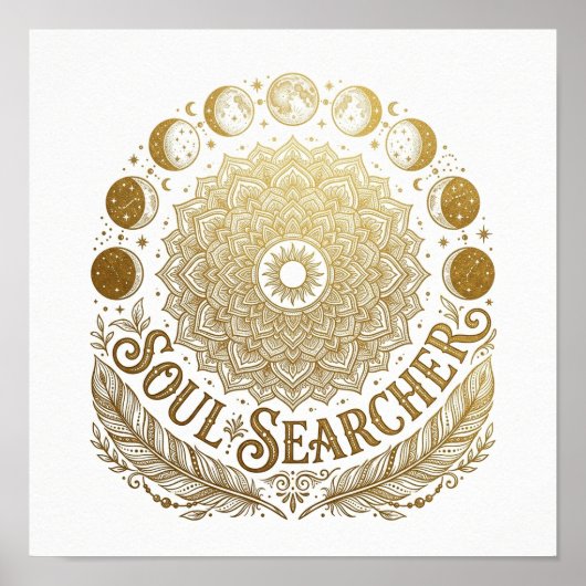 Bohemian Gold Mond Quadratisches Poster (Vorne)