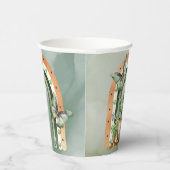 Bohemian Green Watercolor Rainbow Illustration Pappbecher (Rechts)