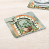 Bohemian Green Watercolor Rainbow Illustration Rechteckiger Pappuntersetzer (angewinkelt)