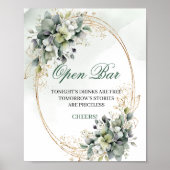 Bohemian Greenery Open Bar Gold Tischschild Poster (Vorne)