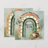 Bohemian-grüne Wasserfarben-Regenbogen-Illustratio Einladung (Vorne/Hinten)