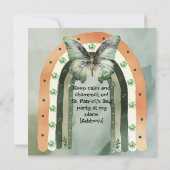 Bohemian-grüne Wasserfarben-Regenbogen-Illustratio Einladung (Rückseite)