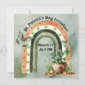 Bohemian-grüne Wasserfarben-Regenbogen-Illustratio Einladung (Vorderseite)