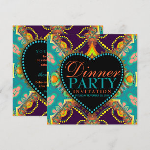 Bohemian Hippie Batik-Einladungen zum Abendessen Einladung