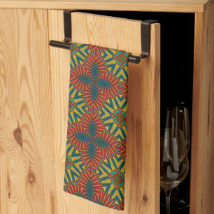 Bohemian Hippie Rot Blau Gelb Cool Ethnisch Tribal Geschirrtuch