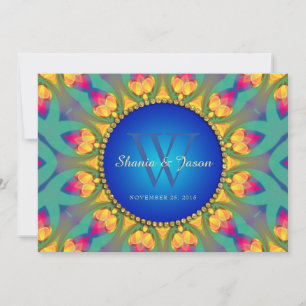 Bohemian Hochzeit Sonnenblume Monogramm 5x7 Einlad Einladung