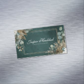 Bohemian Hunter Green Gold Botanical Frame Magnetische Visitenkarte (Beispiel)
