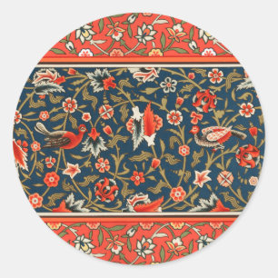 Bohemian Indisch-Persisches Blumenmuster Vintage R Runder Aufkleber