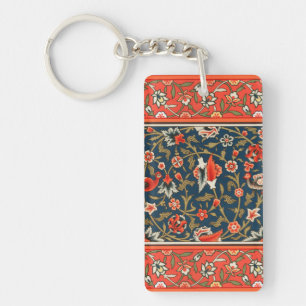 Bohemian Indisch-Persisches Blumenmuster Vintage R Schlüsselanhänger