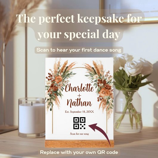 Bohemian individuelle Hochzeitslied QR-Code Acrylschild
