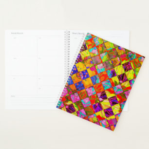 Bohemian karierter Blumenplaner Planer