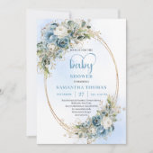 Bohemian Light Blue Eucalyptus Baby Shower Invite  Einladung (Vorderseite)