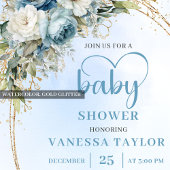 Bohemian Light Blue Eucalyptus Baby Shower Invite  Einladung