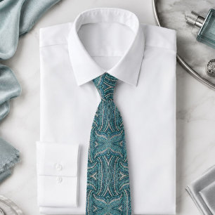 bohemian Mädchen-chic silbergrau türkis blau Krawatte