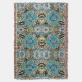 bohemian mädchenhafte silberne türkisblaue Blume Decke (Vorderseite Vertikal)