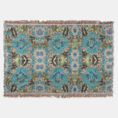 bohemian mädchenhafte silberne türkisblaue Blume Decke (Vorderseite)