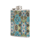 bohemian mädchenhafte silberne türkisblaue Blume Flachmann (Links)