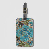 bohemian mädchenhafte silberne türkisblaue Blume Gepäckanhänger (Vorderseite Vertikal)