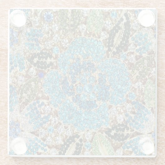 bohemian mädchenhafte silberne türkisblaue Blume Glasuntersetzer (Rückseite)