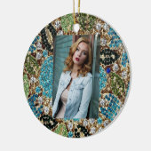 bohemian mädchenhafte silberne türkisblaue Blume Keramik Ornament (Links)