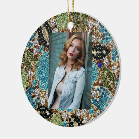 bohemian mädchenhafte silberne türkisblaue Blume Keramik Ornament (Links)