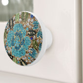 bohemian mädchenhafte silberne türkisblaue Blume Keramikknauf