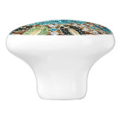 bohemian mädchenhafte silberne türkisblaue Blume Keramikknauf (Seitenansicht)