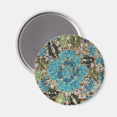 bohemian mädchenhafte silberne türkisblaue Blume Magnet (Vorderseite/Rückseite)