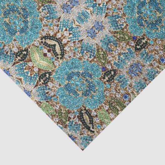 bohemian mädchenhafte silberne türkisblaue Blume Seidenpapier (Ausschnitt)