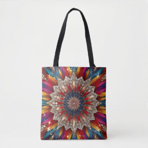 Bohemian Mandala-Tasche – Lebendiges Rot und Gold Tasche