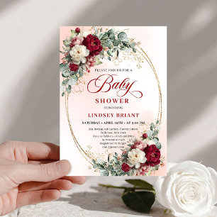 Bohemian Marsala Florale Babyparty-Einladung Einladung