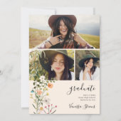 Bohemian meadow wild flowers spring graduation dankeskarte (Rückseite)