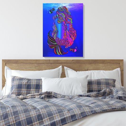 Bohemian Mermaid Canvas Wall Art Leinwanddruck (Insitu (Schlafzimmer))