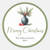 Bohemian Minimalist Christmas Bouquet Sticker (Vorderseite)