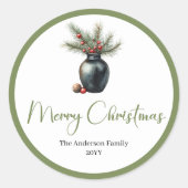 Bohemian Modern Christmas Bouquet Holiday Sticker (Vorderseite)