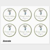 Bohemian Modern Christmas Bouquet Watercolor Label Runder Aufkleber (Blatt)