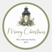 Bohemian Modern Christmas Lantern Gift Sticker (Vorderseite)