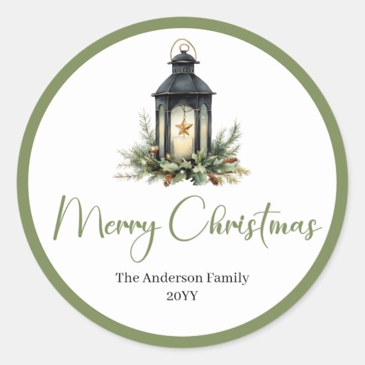 Bohemian Modern Christmas Lantern Gift Sticker (Vorderseite)