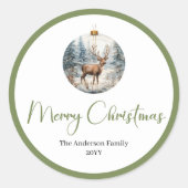 Bohemian Modern Christmas Scene Neutral Holiday Runder Aufkleber (Vorderseite)